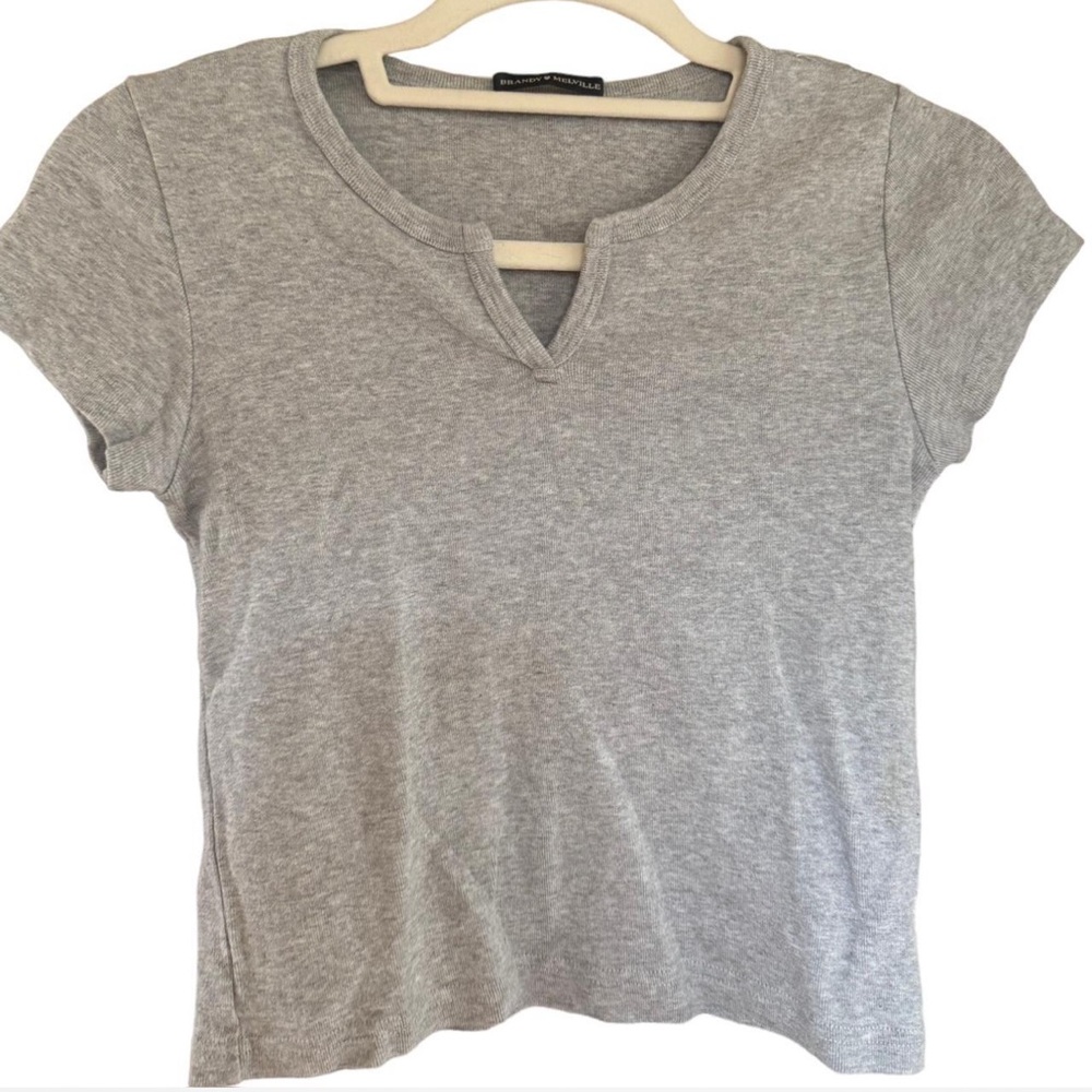 Brandy Melville Gray Cut Out Short Sleeve Tee